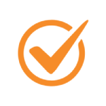 Thank you icon Orange checkmark inside a circle on a white background.
